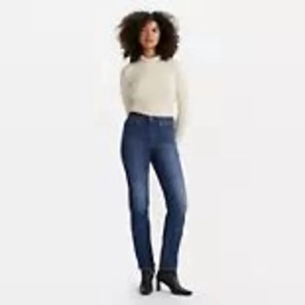 Levi's Size 31 US 12 724 High Rise Straight Women's Denim Blue Jeans Dark Wash